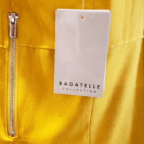 BAGATELLE Faux Suede Long Sleeve Drape-Front Yellow Jacket--M - Picture 9 of 14